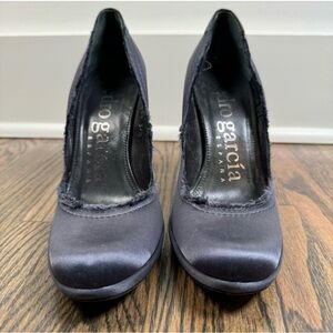 Pedro Garcia Satin Fringe Trim Heels size 37.5/7.5 with elegant platform